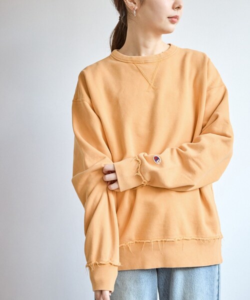 ROPE' PICNIC（ロペピクニック）の「【Champion/チャンピオン】ピグメント裏毛クルーネックスウェット（スウェット・レディース・ブラック/サックス/ワイン/オレンジ・F）」の17枚目の写真