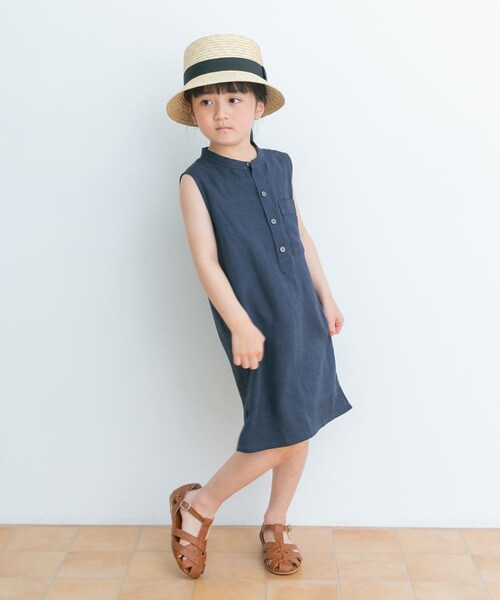 URBAN RESEARCH DOORS（アーバンリサーチドアーズ）の「リネンレーヨンノースリーブワンピース(KIDS)（ワンピース・キッズ・NAVY/BLUE・105/120/135）」の7枚目の写真