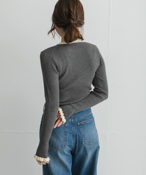 URBAN RESEARCH Sonny Label（アーバンリサーチサニーレーベル）の「静電防止フリルクルーネックリブニットプルオーバー（ニット/セーター・レディース・IVOxNVY/CCLxOFF/BRNxMNT/BEGxORG・Free）」の15枚目の写真