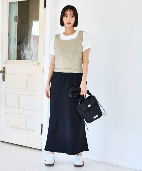 VIS（ビス）の「【前後2WAY】ケーブルニットタンクトップ（タンクトップ・レディース・チャコール/ベージュ/サックス・F）」の9枚目の写真