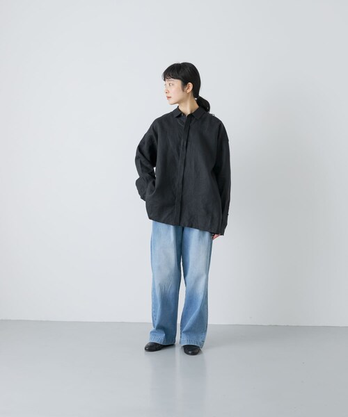 かぐれ（カグレ）の「リネンレギュラーボックスシャツ（シャツ/ブラウス・レディース・OFF/YELLOW/BLACK・Free）」の20枚目の写真