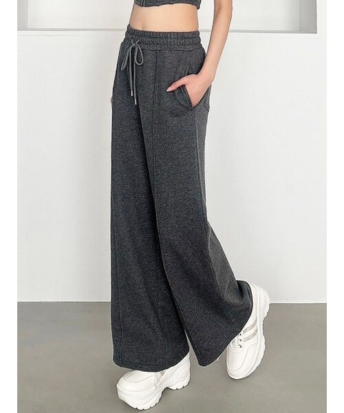 RESEXXY（リゼクシー）の「スウェットワイドパンツ【セットアップ着用可能】（スウェットパンツ・レディース・ライトグレー/チャコールグレー/ブラック・F）」の8枚目の写真