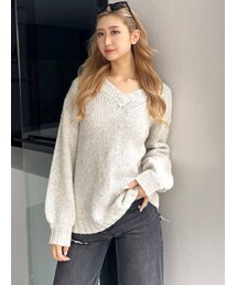 GYDA | VネックMIXニットチュニック(チュニック)