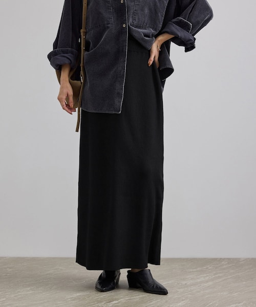 ADAM ET ROPE'(アダムエロペ)の「【WEB限定】コットンリブニットナロースカート(スカート・レディース・ブラック/グレー/ブラウン・F)」の9枚目の写真