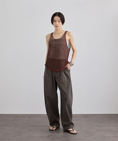 ADAM ET ROPE'（アダムエロペ）の「ラメメッシュタンクトップ（タンクトップ・レディース・ブラウン/ベージュ・F）」の8枚目の写真