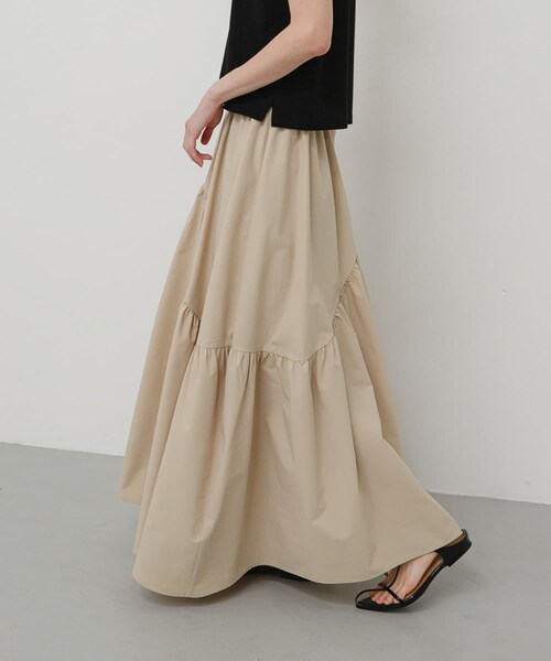 SENSE OF PLACE by URBAN RESEARCH(センスオブプレイスバイアーバンリサーチ)の「アシメキリカエギャザースカート(スカート・レディース・OFF WHITE/BLACK/BEIGE・One)」の3枚目の写真