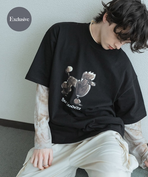 SENSE OF PLACE by URBAN RESEARCH(センスオブプレイスバイアーバンリサーチ)の「『別注』Ben Lenovitz×SENSE OF PLACE SHORT-SLEEVE T-SHIRTS(Tシャツ/カットソー・メンズ・WHITE/BLACK/BLK×WHT/GRAY・M/L)」の2枚目の写真