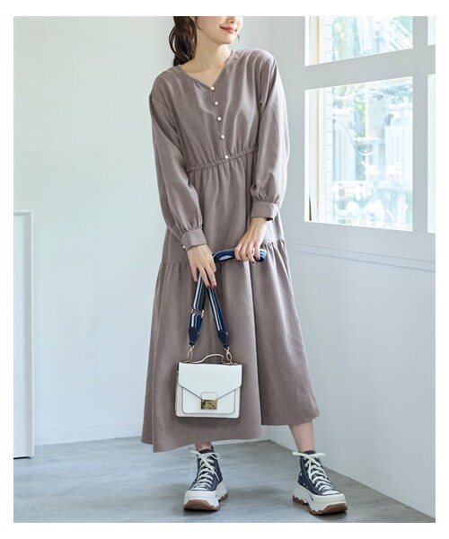 nissen（ニッセン）の「大きいサイズ ティアードロングワンピース（ワンピース・レディース・グリーン/ネイビー/チャコールグレー・L/LL/3L/4L/5L/6L/8L/10L）」の6枚目の写真