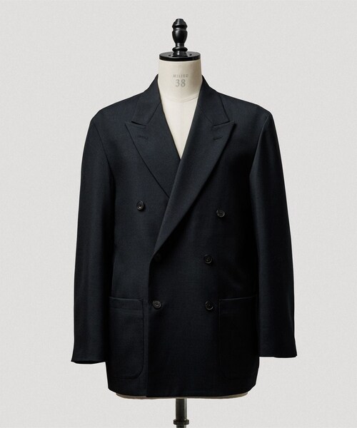 ADAM ET ROPE'(アダムエロペ)の「ハードクロス ダブルブレストジャケット / セットアップ対応(テーラードジャケット・メンズ・ブラック/ダークブラウン系・L/M)」の4枚目の写真