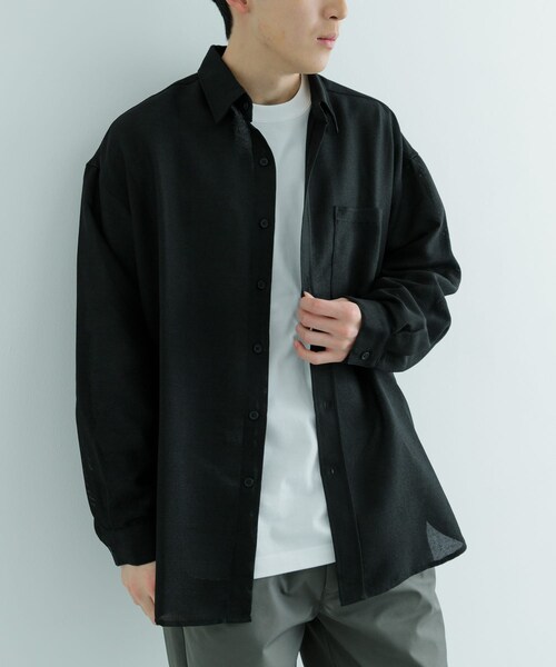 ITEMS URBANRESEARCH（アイテムズ アーバンリサーチ）の「リネンライクシアーロングスリーブシャツ（シャツ/ブラウス・メンズ・WHT/BLK・M/L）」の11枚目の写真