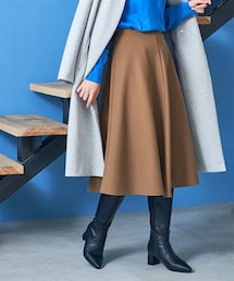 nissen | 大きいサイズあったか裏起毛カットジョーゼットフレアスカート（ゆったりヒップ）(スカート)