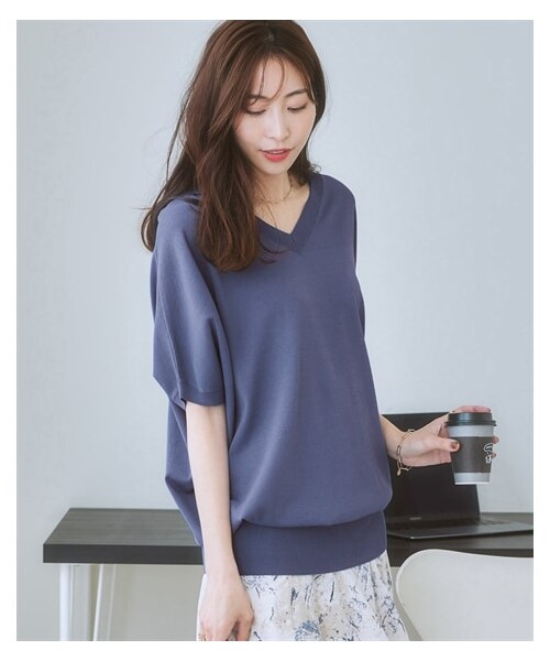 ☆未使用美品☆WOOLテンジク Vネックチュニック nissen（ニッセン）の「【ひんやり接触冷感】Vネックチュニック