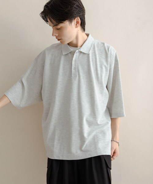 SENSE OF PLACE by URBAN RESEARCH（センスオブプレイスバイアーバンリサーチ）の「スラブカノコエクストラルーズポロシャツ（ポロシャツ・メンズ・BLACK/OATMEAL/BROWN・M/L）」の18枚目の写真