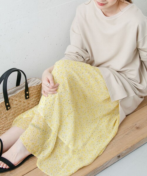 小花柄シフォンスカート∴
