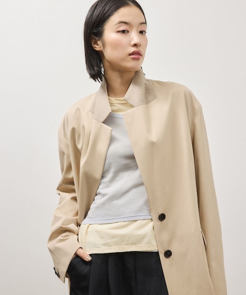 ADAM ET ROPE'（アダムエロペ）の「シルキーリラックスジャケット（テーラードジャケット・レディース・ブラック/ベージュ・36/38）」の15枚目の写真