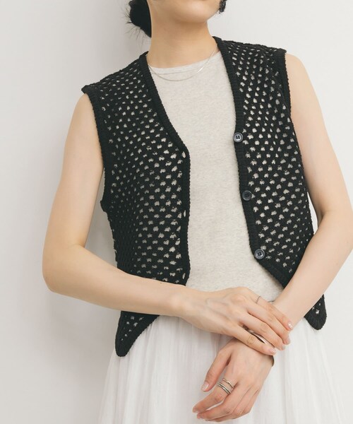 KBF（ケイビーエフ）の「ループヤーンメッシュベスト（ベスト・レディース・IVORY/YELLOW/BLACK・one）」の13枚目の写真