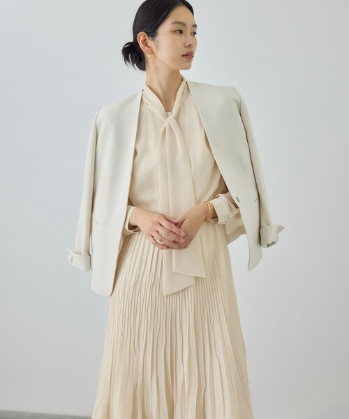 ROPE'（ロペ）の「ジョーゼットシフォンプリーツワンピース/26SS（ワンピース・レディース・ベージュ/ネイビー/ワイン・36/38）」の6枚目の写真