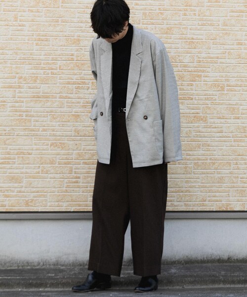 SENSE OF PLACE by URBAN RESEARCH（センスオブプレイスバイアーバンリサーチ）の「チェックダブルルーズジャケット（テーラードジャケット・メンズ・BEG×KHK・M/L）」の4枚目の写真