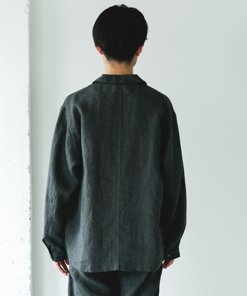 URBAN RESEARCH DOORS(アーバンリサーチドアーズ)の「シルケットリネン シャツジャケット(テーラードジャケット・メンズ・ECRU/BROWN/INK BLACK・M/L)」の15枚目の写真
