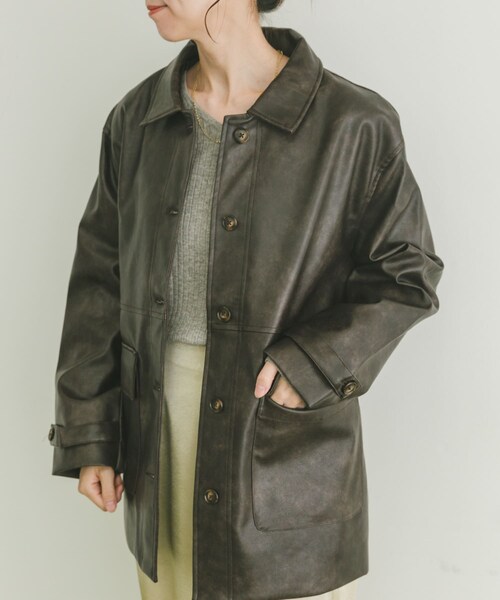 ITEMS URBANRESEARCH（アイテムズ アーバンリサーチ）の「カバーオールジャケット（カバーオール・レディース・BRN/BLK・FREE）」の3枚目の写真