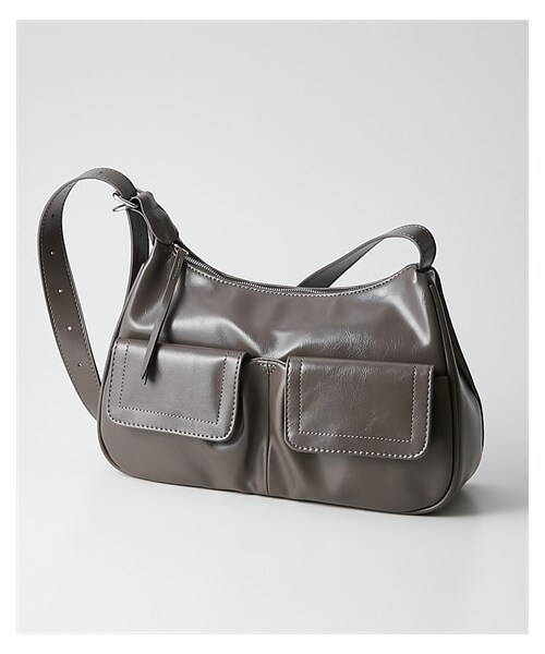 nissen（ニッセン）の「艶合皮ダブルフラップポケットショルダーバッグ（ショルダーバッグ・メンズ・ブラック/ブラウン/ワイン/グレー・Y）」の2枚目の写真