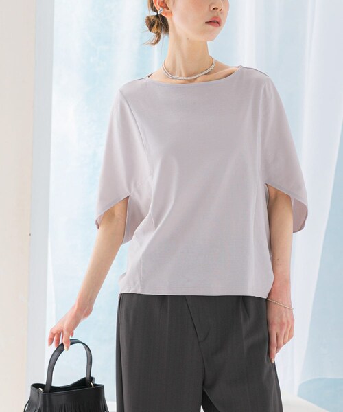 URBAN RESEARCH ROSSO（アーバンリサーチロッソ）の「『一部WEB限定カラー』汗染防止5分袖ドルマンプルオーバー（Tシャツ/カットソー・レディース・D/NAVY/OFF WHITE/L/GREIGE/BLUE/BROWN/BORDEAUX・FREE）」の19枚目の写真