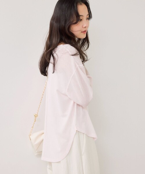 VIS（ビス）の「ラメメッシュスリーブ切り替えシアーロンT（Tシャツ/カットソー・レディース・ブラック/ライトグレー/ホワイト/ピンク・F）」の8枚目の写真