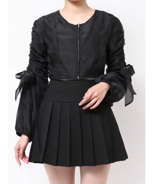 RESEXXY（リゼクシー）の「ビッグリボンシアーブルゾン（ブルゾン・レディース・ホワイト/ブラック/ピンク・F）」の2枚目の写真