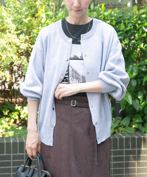 ITEMS URBANRESEARCH（アイテムズ アーバンリサーチ）の「ドットボタンラメニットカーディガン（カーディガン/ボレロ・レディース・BLK/RED/GRY・FREE）」の14枚目の写真