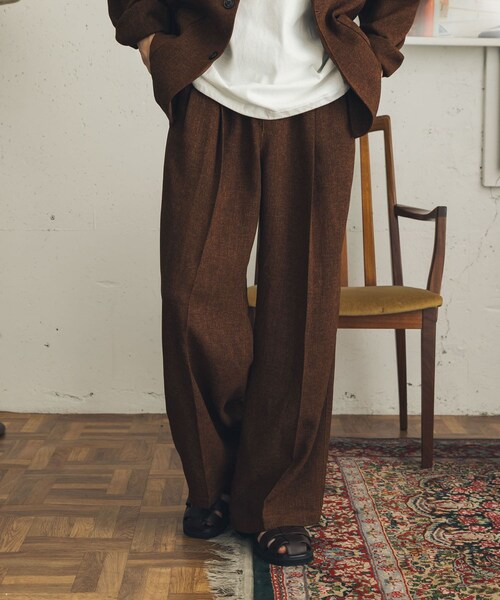 SENSE OF PLACE by URBAN RESEARCH（センスオブプレイスバイアーバンリサーチ）の「ライトツイードイージーワイドスラックス（その他パンツ・メンズ・BLACK/BROWN・M/L）」の16枚目の写真
