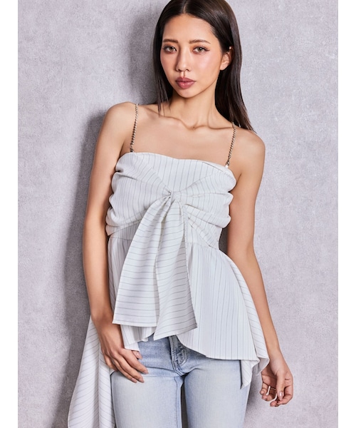 GYDA(ジェイダ)の「HEM designリボンブラウス(シャツ/ブラウス・レディース・オフホワイト/グレー/ブラック・F)」の1枚目の写真