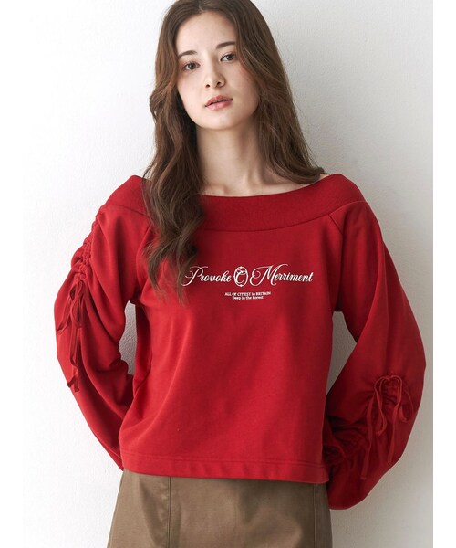 CALNAMUR（カルナムール）の「2WAY オフショルリボンスウェットプルオーバー（スウェット・レディース・ブラック/レッド/ブラウン・F）」の18枚目の写真