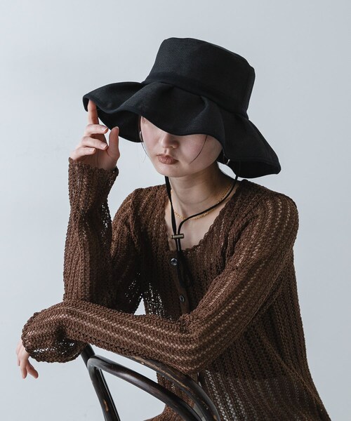 SENSE OF PLACE by URBAN RESEARCH（センスオブプレイスバイアーバンリサーチ）の「ジュートライクフリルハット（ハット・レディース・BLACK/BEIGE/BLK×WHT・One）」の8枚目の写真