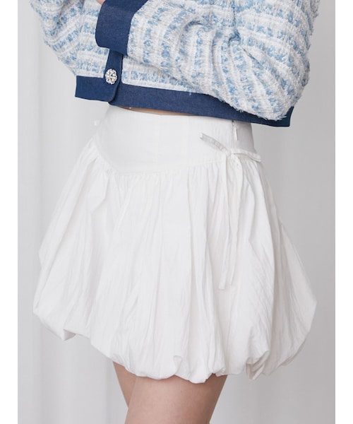 CALNAMUR（カルナムール）の「SKIRT LIKE BALOON MINI CULOTTES/スカートライクバルーンミニキュロット（スカート・レディース・ホワイト/ブラック/ブルー/カーキ・F）」の3枚目の写真