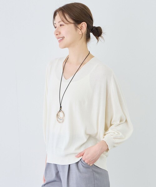 Jayro（ジャイロ）の「ピュアコットンカルマネックプルオーバー（ニット/セーター・レディース・スミクロ/ライトグレー/オフホワイト・F）」の22枚目の写真