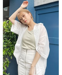 MURUA | ハーフスリーブシアーシャツ(シャツ/ブラウス)