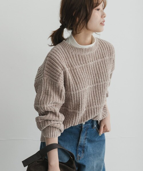 URBAN RESEARCH Sonny Label（アーバンリサーチサニーレーベル）の「モールヤーンクルーネックニットプルオーバー（ニット/セーター・レディース・オフ/ブラウン/グレージュ/ブルー・Free）」の5枚目の写真