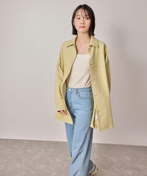 NERGY（ナージー）の「【ウォッシャブル対応】フェイクスエードシャツジャケット（その他アウター・レディース・ベージュ/ライトグリーン・F）」の4枚目の写真