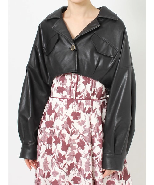 dazzlin（ダズリン）の「ショートカーブライダースジャケット（ライダースジャケット・レディース・ブラック/ベージュ・F）」の2枚目の写真