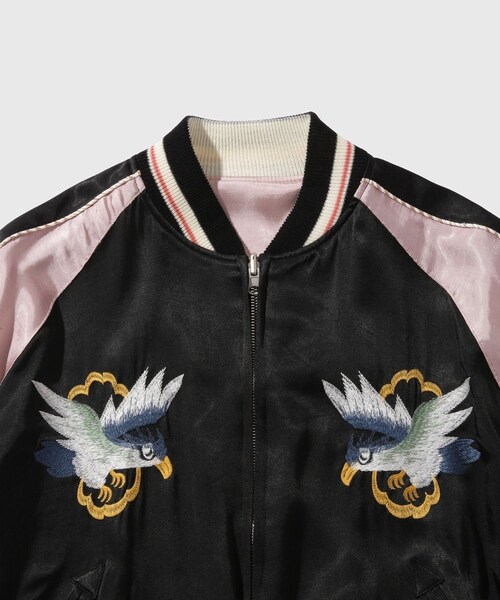 ADAM ET ROPE'（アダムエロペ）の「【DAIRIKU/ダイリク】Tiger&Hawk Big Sleeve Ska Jumper（スタジャン・メンズ・ネイビー/ピンク・L/M/S）」の8枚目の写真