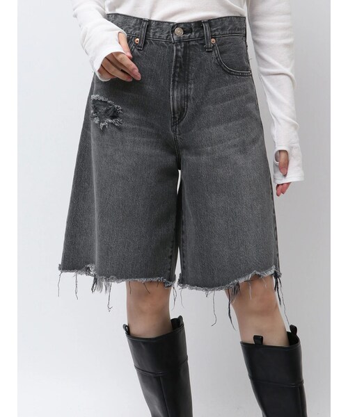 Ungrid（アングリッド）の「クラッシュデザインデニムハーフパンツ（デニムパンツ・レディース・ブラック/ブルー・S/M/L）」の6枚目の写真