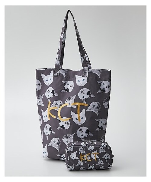 nissen（ニッセン）の「にゃんこのプリントシンプルトートバッグ（ポーチ付）（トートバッグ・メンズ・ブラック/グレー/ネイビー・Y）」の2枚目の写真