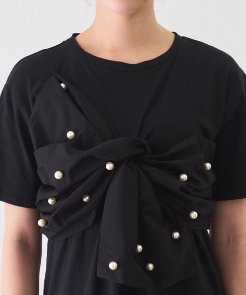 Jayro（ジャイロ）の「デコリボンパールドッキングワンピース（ワンピース・レディース・ブラック/グレー/ネイビー・M）」の19枚目の写真