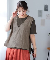 nissen | 2点セット（ポコポコ素材ベスト＋Tシャツ）(ベスト)