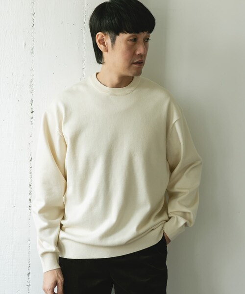 URBAN RESEARCH DOORS（アーバンリサーチドアーズ）の「『仁村紗和さん着用』『UR TECH 200日ニット』クルーネック（ニット/セーター・メンズ・OFF/CHARCOAL/OFF×BLACK/CHA×YEL.K/BROWN・M/L/XL）」の21枚目の写真