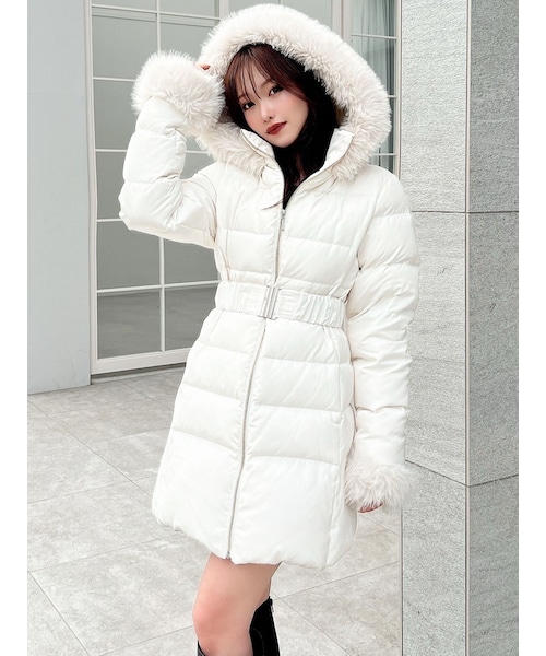 RESEXXY（リゼクシー）の「【完売カラーBLACKは品番:1525100246で予約受付中】フード付ダウンコート（ダウンジャケット/コート・レディース・ホワイト/ブラック/ベージュ・S/M）」の5枚目の写真