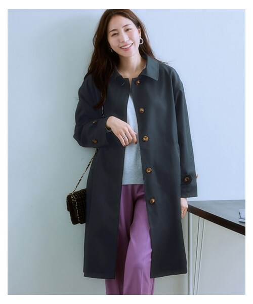 nissen（ニッセン）の「ツイル生地ステンカラーコート(花粉がつきにくい・落ちやすい・はっ水)（ステンカラーコート・レディース・ベージュ/ネイビー・S/M/L/LL）」の6枚目の写真