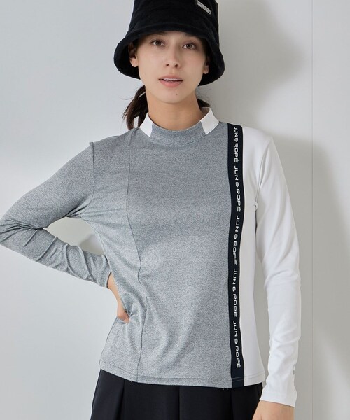 ROPE'（ロペ）の「ベアスムース 配色ラインプルオーバー（Tシャツ/カットソー・レディース・グレー/オリーブ・L/M/S）」の5枚目の写真