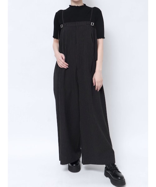 MURUA（ムルーア）の「ワイドベアオールインワン（つなぎ/オールインワン・レディース・グレー/ベージュ/ミックス/モカ・F）」の4枚目の写真