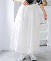 SMILE LAND | ＜大きいサイズ＞綿100％パネルスカラ刺しゅうスカート(スカート)